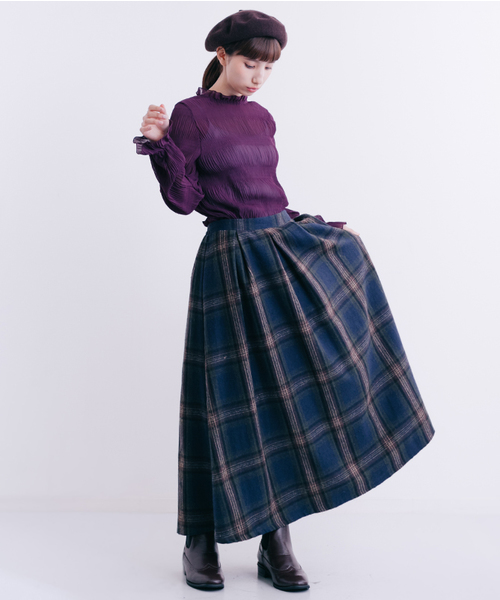 MERLOT(メルロー)の「シフォンプリーツフリル襟ブラウス1308(シャツ/ブラウス・レディース・ホワイト/ブラック/パープル/グリーン/ラベンダー/ライトグリーン・FREE)」の11枚目の写真