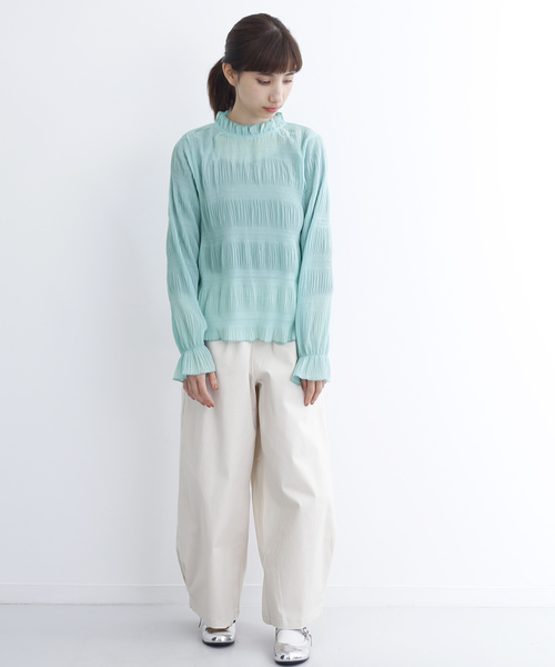 MERLOT(メルロー)の「シフォンプリーツフリル襟ブラウス1308(シャツ/ブラウス・レディース・ホワイト/ブラック/パープル/グリーン/ラベンダー/ライトグリーン・FREE)」の15枚目の写真