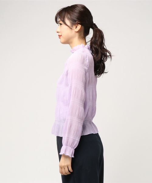 MERLOT(メルロー)の「シフォンプリーツフリル襟ブラウス1308(シャツ/ブラウス・レディース・ホワイト/ブラック/パープル/グリーン/ラベンダー/ライトグリーン・FREE)」の13枚目の写真