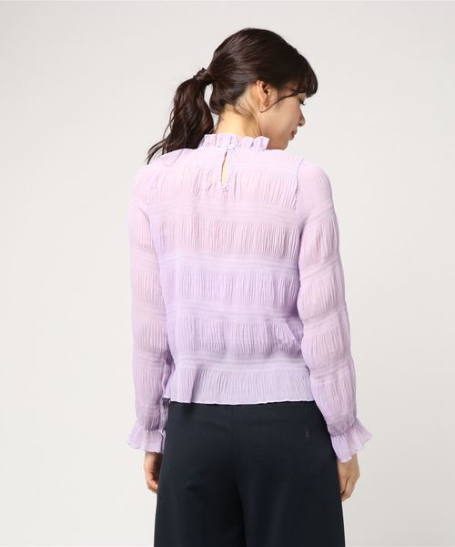 MERLOT(メルロー)の「シフォンプリーツフリル襟ブラウス1308(シャツ/ブラウス・レディース・ホワイト/ブラック/パープル/グリーン/ラベンダー/ライトグリーン・FREE)」の14枚目の写真