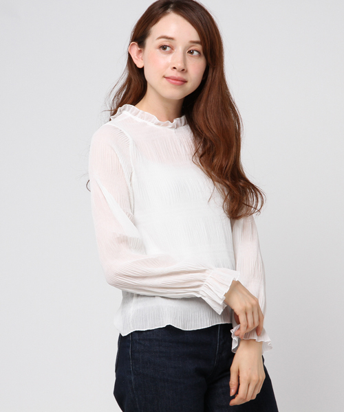 MERLOT(メルロー)の「シフォンプリーツフリル襟ブラウス1308(シャツ/ブラウス・レディース・ホワイト/ブラック/パープル/グリーン/ラベンダー/ライトグリーン・FREE)」の8枚目の写真