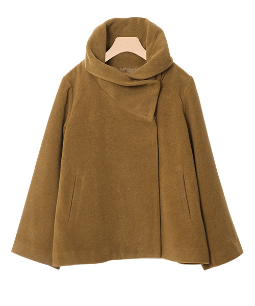 Pierrot（ピエロ）の「ウールタッチ フードショートコート（ダウンジャケット/コート・レディース・ブラック/杢グレー/ネイビー/キャメル/ブラウン系その他/チャコールグレー・M/L）」の6枚目の写真