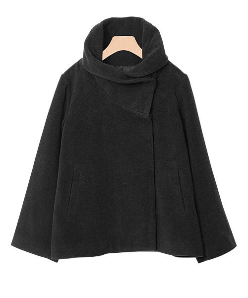 Pierrot（ピエロ）の「ウールタッチ フードショートコート（ダウンジャケット/コート・レディース・ブラック/杢グレー/ネイビー/キャメル/ブラウン系その他/チャコールグレー・M/L）」の2枚目の写真
