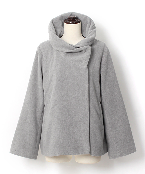 Pierrot（ピエロ）の「ウールタッチ フードショートコート（ダウンジャケット/コート・レディース・ブラック/杢グレー/ネイビー/キャメル/ブラウン系その他/チャコールグレー・M/L）」の12枚目の写真