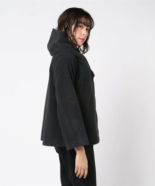Pierrot（ピエロ）の「ウールタッチ フードショートコート（ダウンジャケット/コート・レディース・ブラック/杢グレー/ネイビー/キャメル/ブラウン系その他/チャコールグレー・M/L）」の8枚目の写真