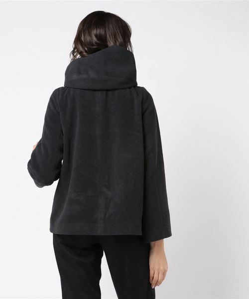 Pierrot（ピエロ）の「ウールタッチ フードショートコート（ダウンジャケット/コート・レディース・ブラック/杢グレー/ネイビー/キャメル/ブラウン系その他/チャコールグレー・M/L）」の7枚目の写真