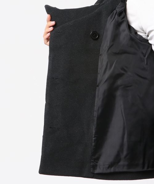 Pierrot（ピエロ）の「ウールタッチ フードショートコート（ダウンジャケット/コート・レディース・ブラック/杢グレー/ネイビー/キャメル/ブラウン系その他/チャコールグレー・M/L）」の9枚目の写真