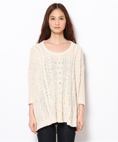 NANO universe(ナノユニバース)の「ケーブルニットプルオーバー 7/S(ニット/セーター・レディース・アイボリー/ベージュ・FREE)」の3枚目の写真