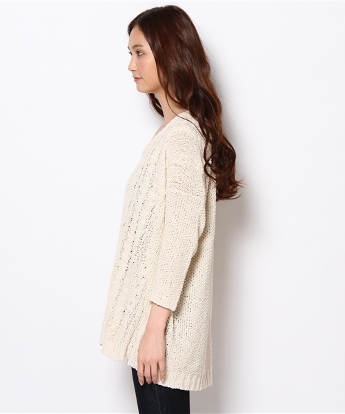 NANO universe(ナノユニバース)の「ケーブルニットプルオーバー 7/S(ニット/セーター・レディース・アイボリー/ベージュ・FREE)」の4枚目の写真