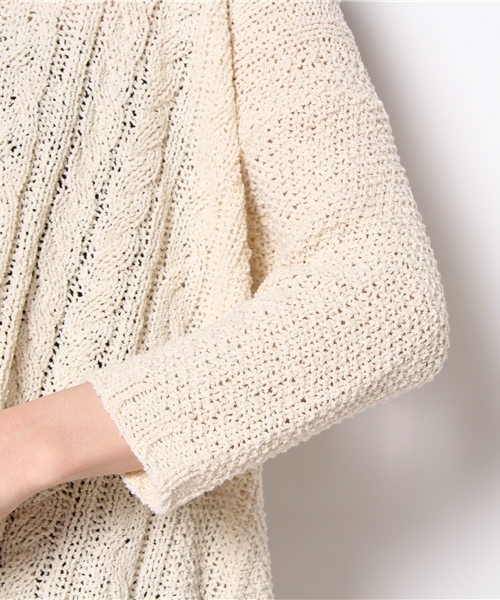 NANO universe(ナノユニバース)の「ケーブルニットプルオーバー 7/S(ニット/セーター・レディース・アイボリー/ベージュ・FREE)」の7枚目の写真