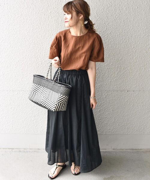 SHIPS（シップス）の「〈手洗い可能〉フレアマキシスカート◇（スカート・レディース・ブラック/ベージュ/オレンジ/ブルー/グリーン・ONE SIZE）」の6枚目の写真