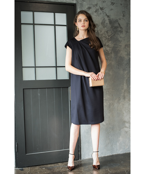 二次会 成人式 同窓会 謝恩会 お呼ばれ対応フォーマルパーティードレス ドレス Girl ガール のファッション セール ドレス ドレープカットストレート結婚式ワンピース