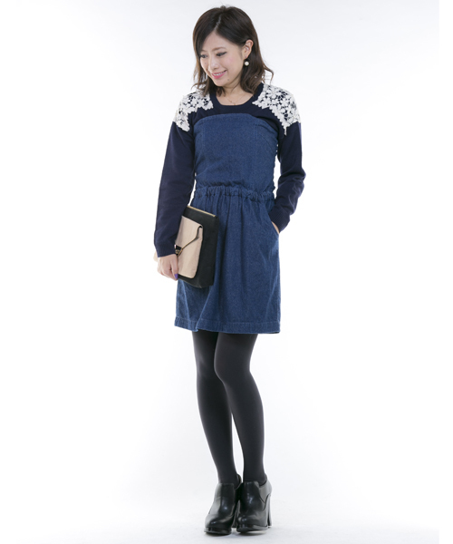 mystic(ミスティック)の「肩レースプルオーバー(ニット/セーター・レディース・アイボリー/ブラック/グレー/ブルー/ネイビー/ピンク・フリ-)」の19枚目の写真