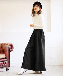 サイドリボンゆったりワイドパンツ