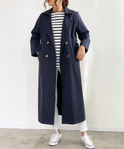 Futier land(フューティアランド)の「超ロング丈ベーシック・スプリングコート(トレンチコート・レディース・ベージュ/ネイビー/カーキ/ライトイエロー/ブラウン系その他/チャコールグレー・MEDIUM/LARGE)」の5枚目の写真