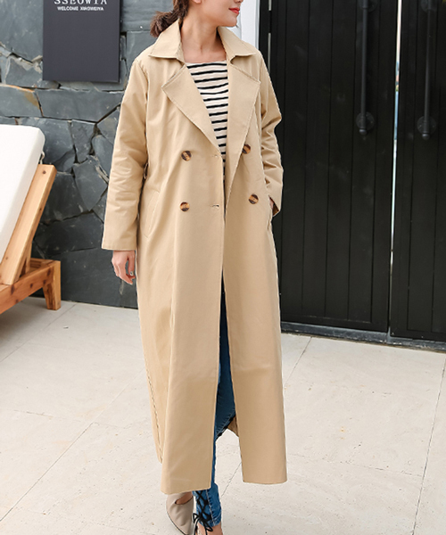 Futier land(フューティアランド)の「超ロング丈ベーシック・スプリングコート(トレンチコート・レディース・ベージュ/ネイビー/カーキ/ライトイエロー/ブラウン系その他/チャコールグレー・MEDIUM/LARGE)」の8枚目の写真