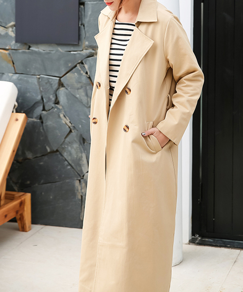 Futier land(フューティアランド)の「超ロング丈ベーシック・スプリングコート(トレンチコート・レディース・ベージュ/ネイビー/カーキ/ライトイエロー/ブラウン系その他/チャコールグレー・MEDIUM/LARGE)」の10枚目の写真