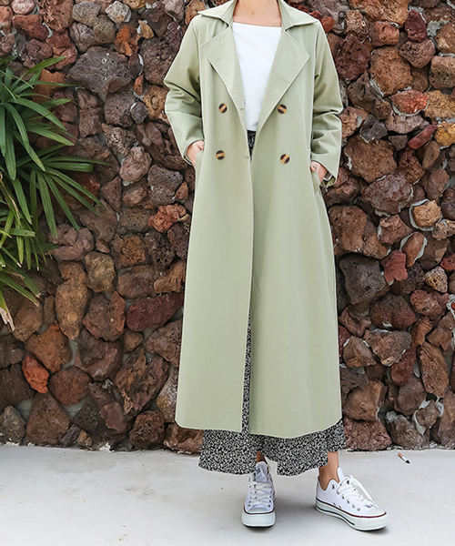 Futier land(フューティアランド)の「超ロング丈ベーシック・スプリングコート(トレンチコート・レディース・ベージュ/ネイビー/カーキ/ライトイエロー/ブラウン系その他/チャコールグレー・MEDIUM/LARGE)」の12枚目の写真