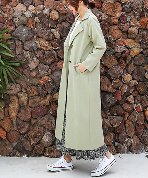 Futier land(フューティアランド)の「超ロング丈ベーシック・スプリングコート(トレンチコート・レディース・ベージュ/ネイビー/カーキ/ライトイエロー/ブラウン系その他/チャコールグレー・MEDIUM/LARGE)」の13枚目の写真