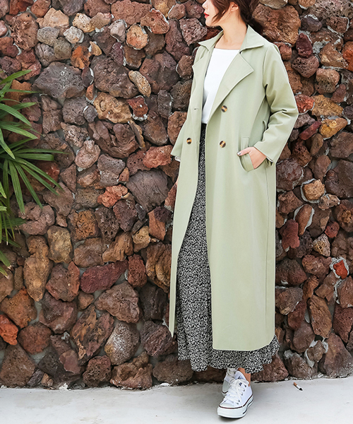 Futier land(フューティアランド)の「超ロング丈ベーシック・スプリングコート(トレンチコート・レディース・ベージュ/ネイビー/カーキ/ライトイエロー/ブラウン系その他/チャコールグレー・MEDIUM/LARGE)」の14枚目の写真