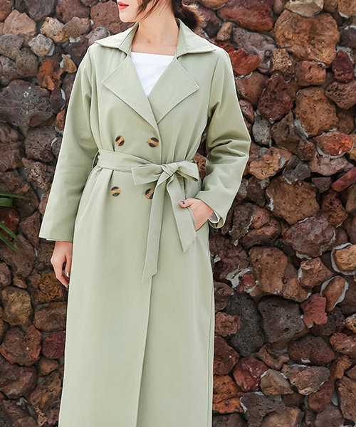 Futier land(フューティアランド)の「超ロング丈ベーシック・スプリングコート(トレンチコート・レディース・ベージュ/ネイビー/カーキ/ライトイエロー/ブラウン系その他/チャコールグレー・MEDIUM/LARGE)」の15枚目の写真