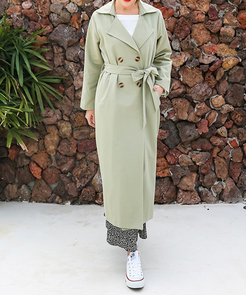 Futier land(フューティアランド)の「超ロング丈ベーシック・スプリングコート(トレンチコート・レディース・ベージュ/ネイビー/カーキ/ライトイエロー/ブラウン系その他/チャコールグレー・MEDIUM/LARGE)」の17枚目の写真