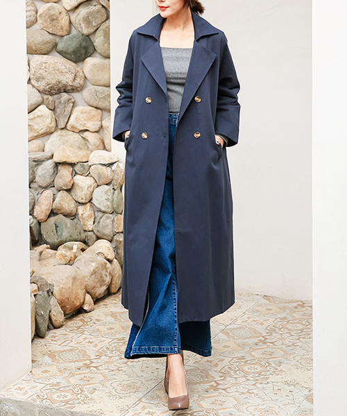 Futier land(フューティアランド)の「超ロング丈ベーシック・スプリングコート(トレンチコート・レディース・ベージュ/ネイビー/カーキ/ライトイエロー/ブラウン系その他/チャコールグレー・MEDIUM/LARGE)」の18枚目の写真