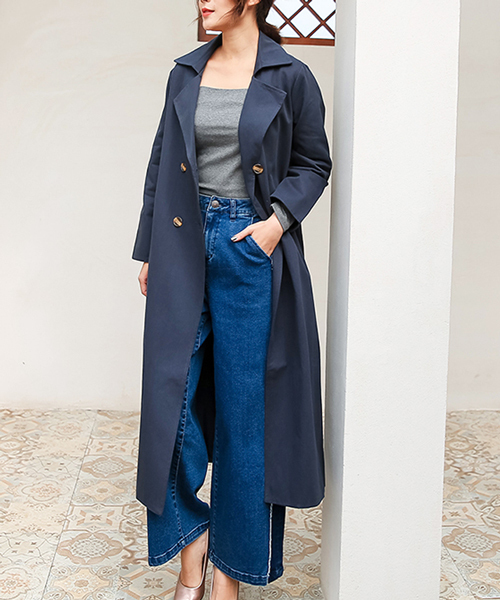 Futier land(フューティアランド)の「超ロング丈ベーシック・スプリングコート(トレンチコート・レディース・ベージュ/ネイビー/カーキ/ライトイエロー/ブラウン系その他/チャコールグレー・MEDIUM/LARGE)」の19枚目の写真