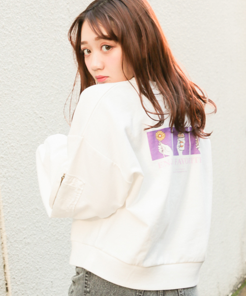 apres jour（アプレジュール）の「MA-1プリントスウェット【ZOZOTOWN限定アイテム】（スウェット・レディース・ブラック/ネイビー/オフホワイト/その他・フリー）」の7枚目の写真