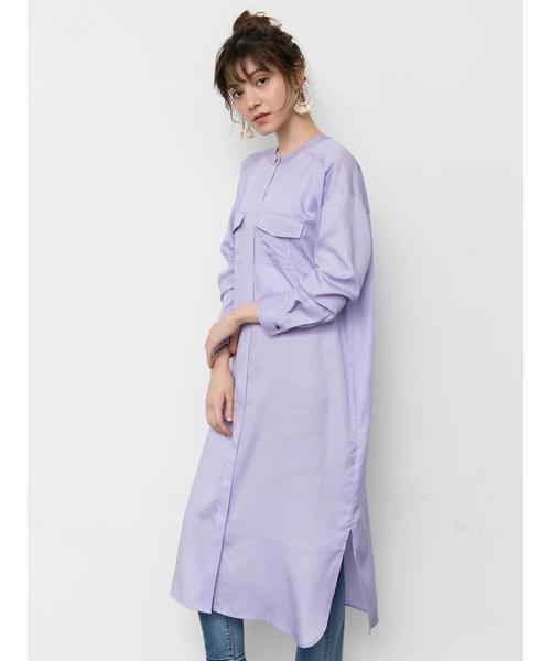 Editt by YECCA VECCA(エディットバイイェッカヴェッカ)の「P.テンセルシャツワンピース(シャツワンピース・レディース・カーキ/ラベンダー/ライトベージュ・FREE)」の8枚目の写真
