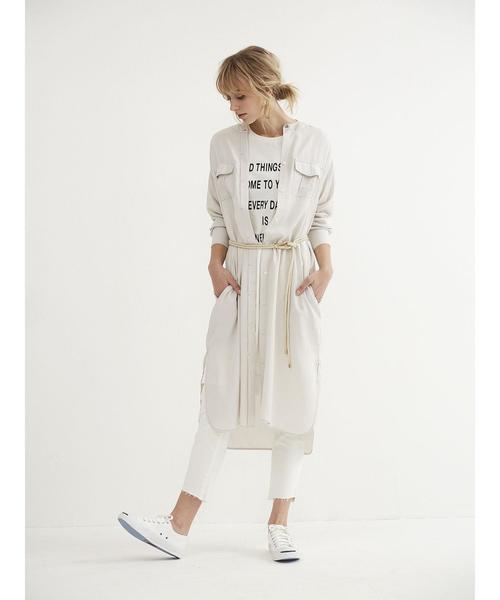 Editt by YECCA VECCA(エディットバイイェッカヴェッカ)の「P.テンセルシャツワンピース(シャツワンピース・レディース・カーキ/ラベンダー/ライトベージュ・FREE)」の18枚目の写真