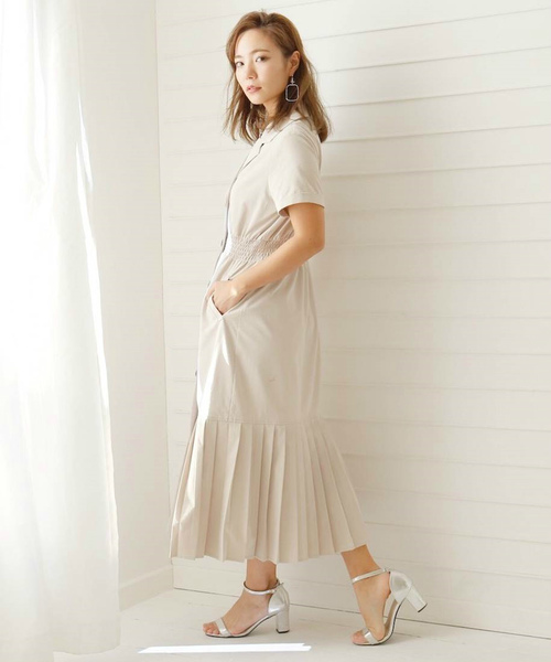 LADYMADE（レディメイド）の「ダブルボタンプリーツワンピース（ワンピース・レディース・ブラック/ブラウン/ライトベージュ・FREE）」の5枚目の写真