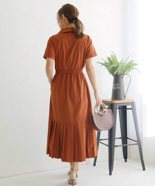 LADYMADE（レディメイド）の「ダブルボタンプリーツワンピース（ワンピース・レディース・ブラック/ブラウン/ライトベージュ・FREE）」の6枚目の写真