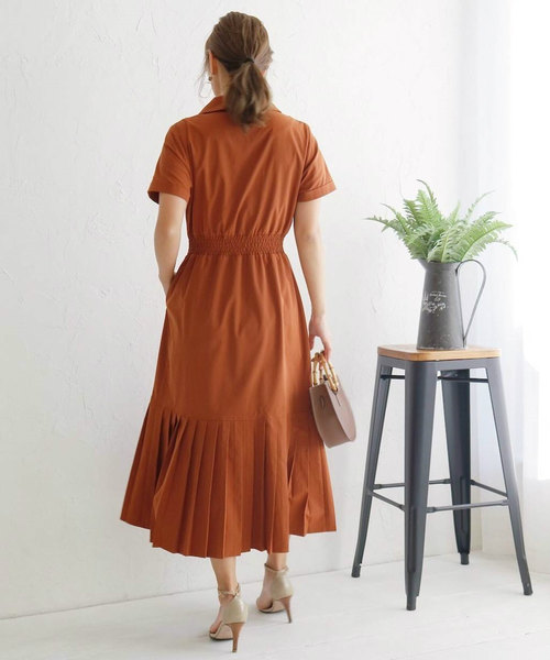 LADYMADE（レディメイド）の「ダブルボタンプリーツワンピース（ワンピース・レディース・ブラック/ブラウン/ライトベージュ・FREE）」の7枚目の写真