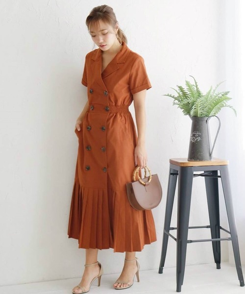 LADYMADE（レディメイド）の「ダブルボタンプリーツワンピース（ワンピース・レディース・ブラック/ブラウン/ライトベージュ・FREE）」の10枚目の写真