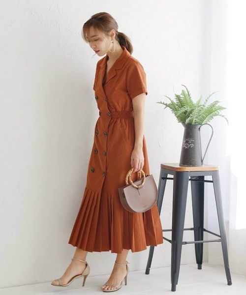 LADYMADE（レディメイド）の「ダブルボタンプリーツワンピース（ワンピース・レディース・ブラック/ブラウン/ライトベージュ・FREE）」の12枚目の写真