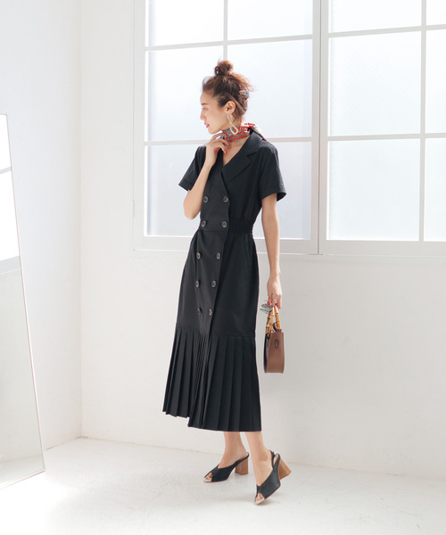 LADYMADE（レディメイド）の「ダブルボタンプリーツワンピース（ワンピース・レディース・ブラック/ブラウン/ライトベージュ・FREE）」の18枚目の写真