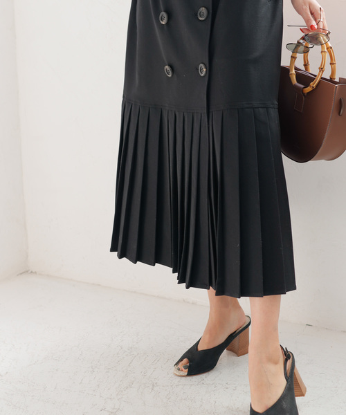 LADYMADE（レディメイド）の「ダブルボタンプリーツワンピース（ワンピース・レディース・ブラック/ブラウン/ライトベージュ・FREE）」の15枚目の写真