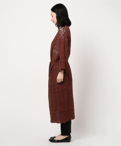 FREE'S MART（フリーズマート）の「透かし編みロングカーデ（カーディガン/ボレロ・レディース・ベージュ/パープル/ブラウン・FREE）」の5枚目の写真