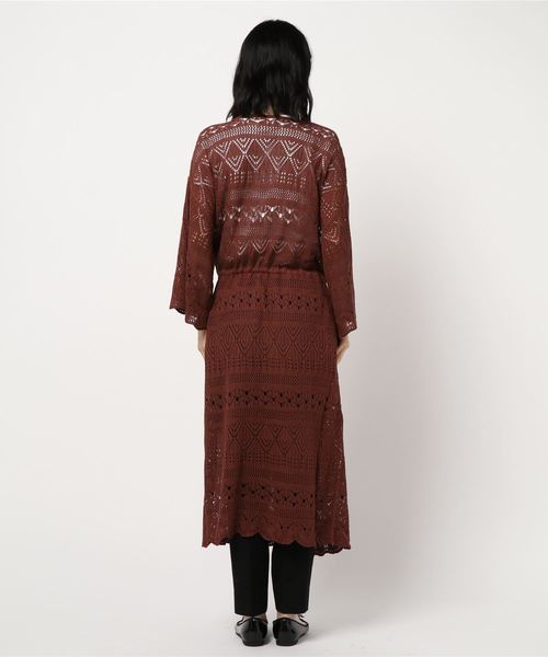 FREE'S MART（フリーズマート）の「透かし編みロングカーデ（カーディガン/ボレロ・レディース・ベージュ/パープル/ブラウン・FREE）」の4枚目の写真