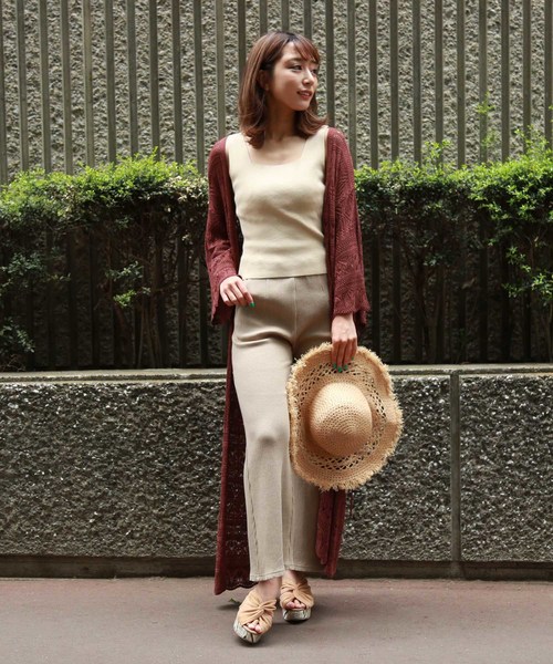 FREE'S MART（フリーズマート）の「透かし編みロングカーデ（カーディガン/ボレロ・レディース・ベージュ/パープル/ブラウン・FREE）」の6枚目の写真