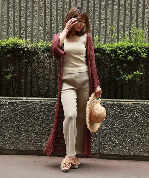 FREE'S MART（フリーズマート）の「透かし編みロングカーデ（カーディガン/ボレロ・レディース・ベージュ/パープル/ブラウン・FREE）」の7枚目の写真