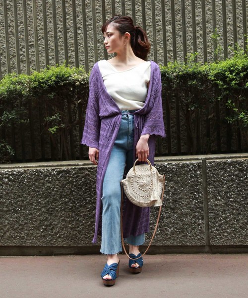 FREE'S MART（フリーズマート）の「透かし編みロングカーデ（カーディガン/ボレロ・レディース・ベージュ/パープル/ブラウン・FREE）」の10枚目の写真