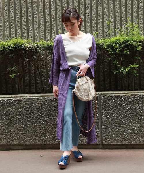 FREE'S MART（フリーズマート）の「透かし編みロングカーデ（カーディガン/ボレロ・レディース・ベージュ/パープル/ブラウン・FREE）」の11枚目の写真