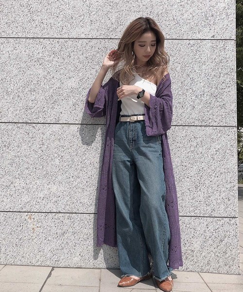 FREE'S MART（フリーズマート）の「透かし編みロングカーデ（カーディガン/ボレロ・レディース・ベージュ/パープル/ブラウン・FREE）」の13枚目の写真