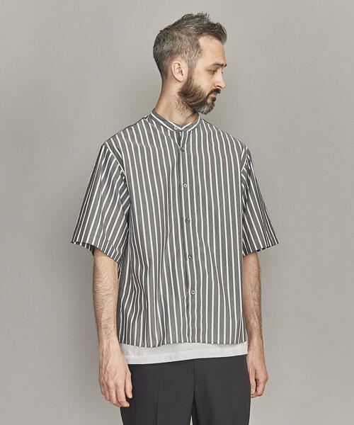 BEAUTY&YOUTH UNITED ARROWS（ビューティーアンドユースユナイテッドアローズ）の「BY ストライプ バンドカラー ワイドフォルム ボックス シャツ -MADE IN JAPAN-（シャツ/ブラウス・メンズ・ライトグレー/グレー・S/M/L/XL）」の13枚目の写真