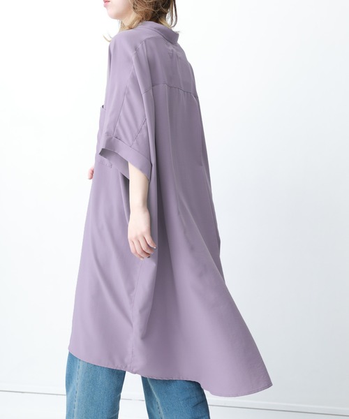 n'OrLABEL（ノアールレーベル）の「『スキッパーノーカラーシャツワンピ』（シャツワンピース・レディース・ライトカーキ/ブラック/オフホワイト/ラベンダー・FREE）」の14枚目の写真