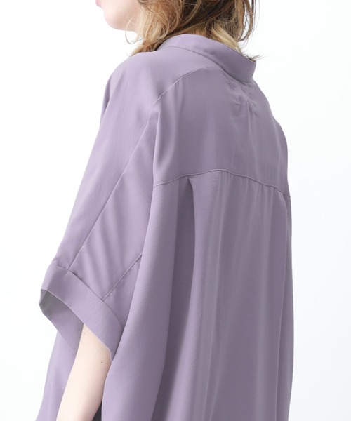 n'OrLABEL（ノアールレーベル）の「『スキッパーノーカラーシャツワンピ』（シャツワンピース・レディース・ライトカーキ/ブラック/オフホワイト/ラベンダー・FREE）」の12枚目の写真