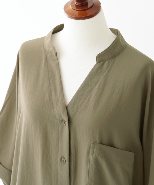 n'OrLABEL（ノアールレーベル）の「『スキッパーノーカラーシャツワンピ』（シャツワンピース・レディース・ライトカーキ/ブラック/オフホワイト/ラベンダー・FREE）」の11枚目の写真