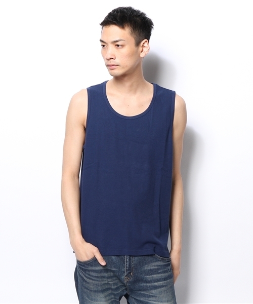 coen（コーエン）の「刺繍テレコタンクトップ（タンクトップ・メンズ・ホワイト/グレー/ネイビー/ダークグリーン/コバルトブルー/ライトグレー/オリーブ・SMALL/MEDIUM/LARGE/X-LARGE）」の6枚目の写真